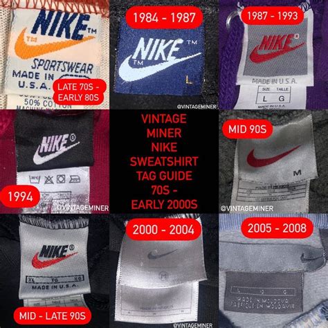 Nike clothing tags by year